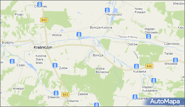 mapa Bończa gmina Kraśniczyn, Bończa gmina Kraśniczyn na mapie Targeo