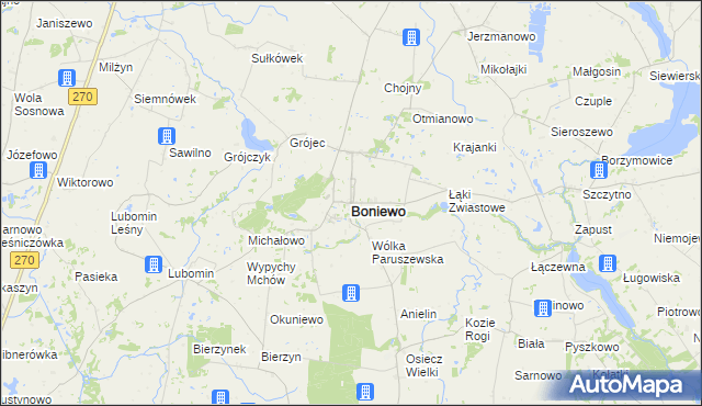 mapa Boniewo powiat włocławski, Boniewo powiat włocławski na mapie Targeo