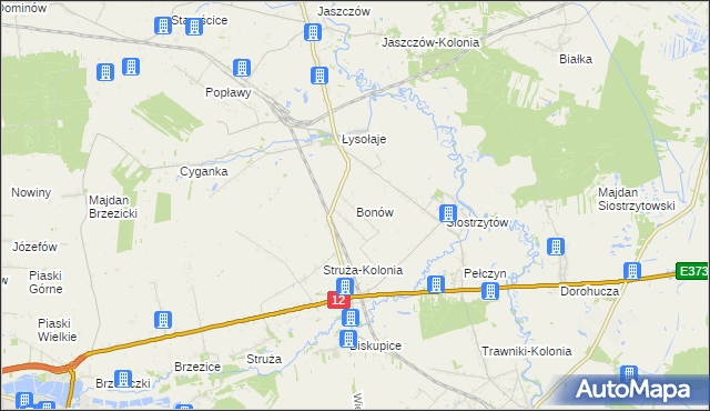 mapa Bonów gmina Trawniki, Bonów gmina Trawniki na mapie Targeo