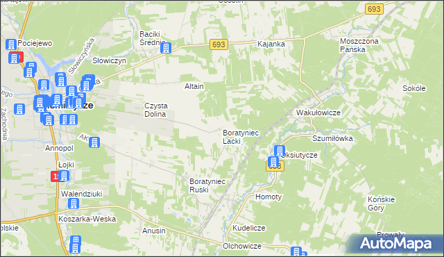 mapa Boratyniec Lacki, Boratyniec Lacki na mapie Targeo