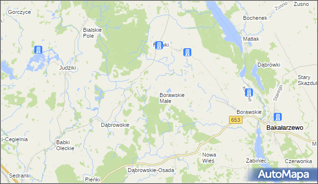 mapa Borawskie Małe, Borawskie Małe na mapie Targeo