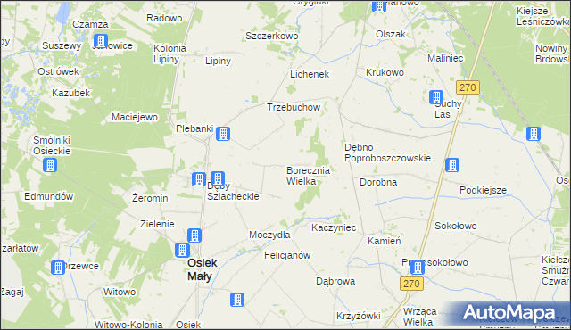 mapa Borecznia Wielka, Borecznia Wielka na mapie Targeo