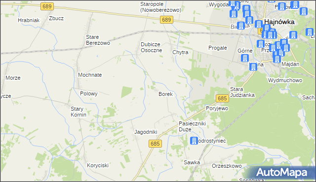 mapa Borek gmina Hajnówka, Borek gmina Hajnówka na mapie Targeo