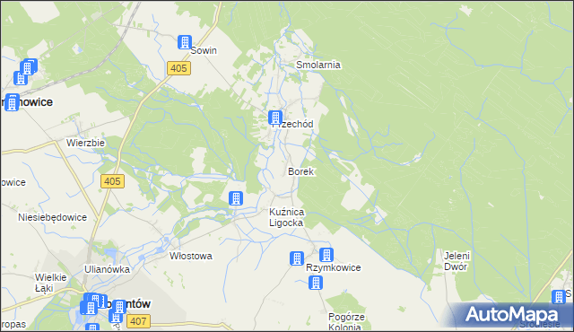 mapa Borek gmina Korfantów, Borek gmina Korfantów na mapie Targeo