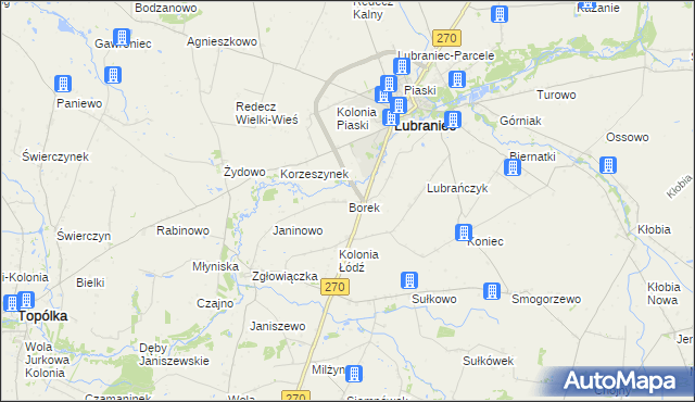 mapa Borek gmina Lubraniec, Borek gmina Lubraniec na mapie Targeo