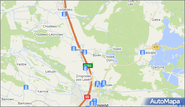 mapa Borek gmina Żmigród, Borek gmina Żmigród na mapie Targeo