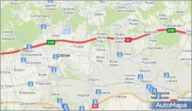 mapa Borek Mały, Borek Mały na mapie Targeo