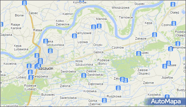 mapa Borki gmina Szczucin, Borki gmina Szczucin na mapie Targeo