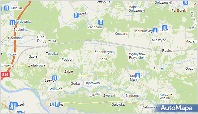 mapa Borki gmina Ulanów, Borki gmina Ulanów na mapie Targeo