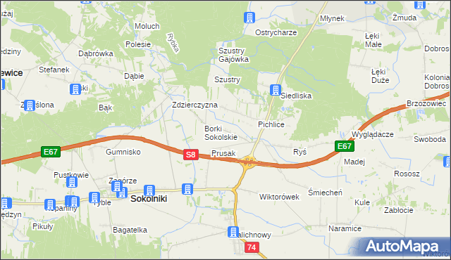mapa Borki Pichelskie, Borki Pichelskie na mapie Targeo