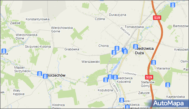 mapa Borkowizna gmina Niedrzwica Duża, Borkowizna gmina Niedrzwica Duża na mapie Targeo