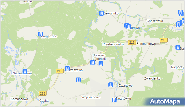 mapa Borkowo Lęborskie, Borkowo Lęborskie na mapie Targeo