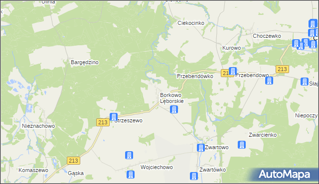 mapa Borkowo Lęborskie, Borkowo Lęborskie na mapie Targeo