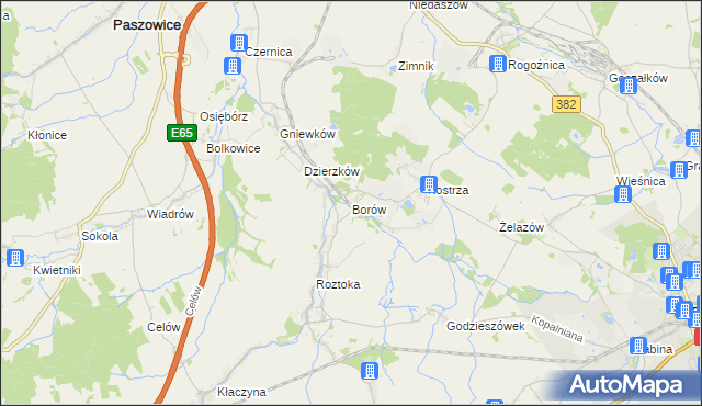 mapa Borów gmina Dobromierz, Borów gmina Dobromierz na mapie Targeo