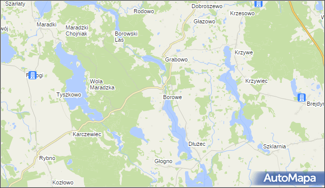 mapa Borowe gmina Sorkwity, Borowe gmina Sorkwity na mapie Targeo