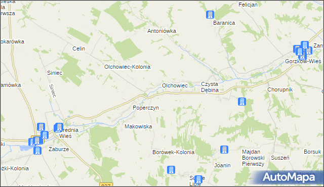 mapa Borówek gmina Żółkiewka, Borówek gmina Żółkiewka na mapie Targeo