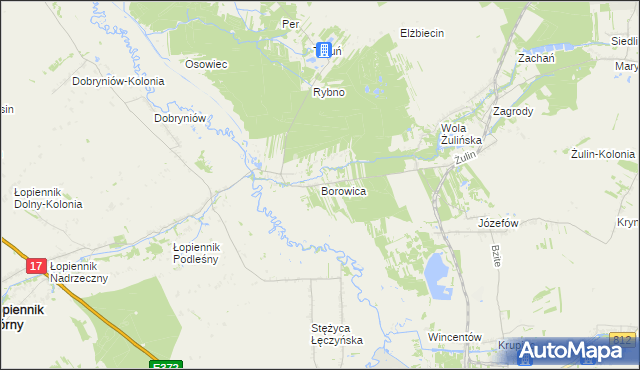 mapa Borowica gmina Łopiennik Górny, Borowica gmina Łopiennik Górny na mapie Targeo