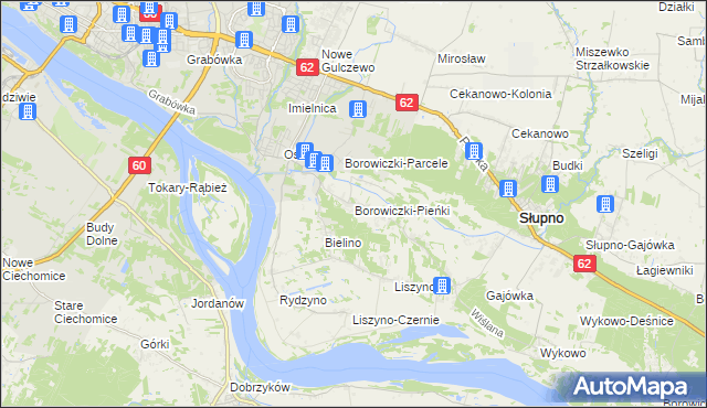 mapa Borowiczki-Pieńki, Borowiczki-Pieńki na mapie Targeo