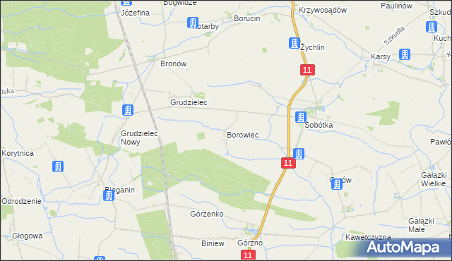 mapa Borowiec gmina Ostrów Wielkopolski, Borowiec gmina Ostrów Wielkopolski na mapie Targeo