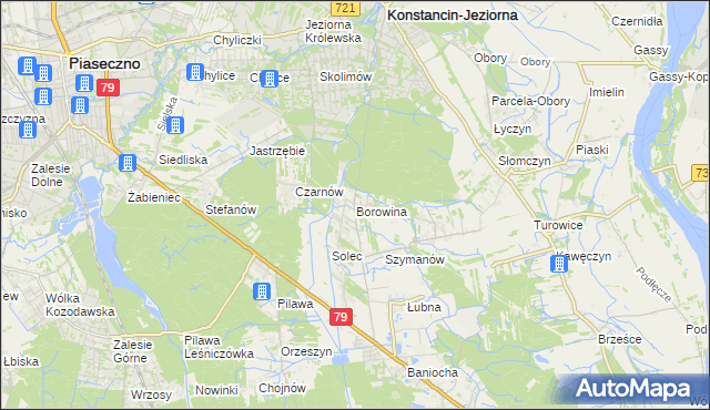 mapa Borowina gmina Konstancin-Jeziorna, Borowina gmina Konstancin-Jeziorna na mapie Targeo