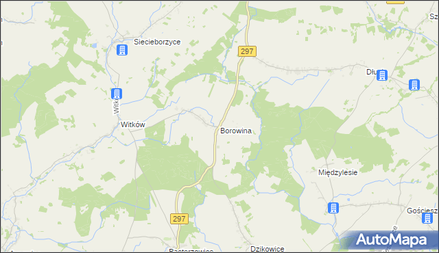 mapa Borowina gmina Szprotawa, Borowina gmina Szprotawa na mapie Targeo