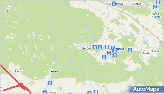 mapa Borówki gmina Gromadka, Borówki gmina Gromadka na mapie Targeo