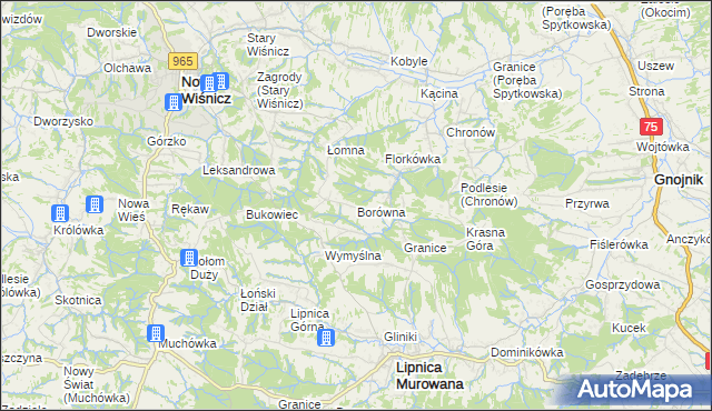 mapa Borówna, Borówna na mapie Targeo