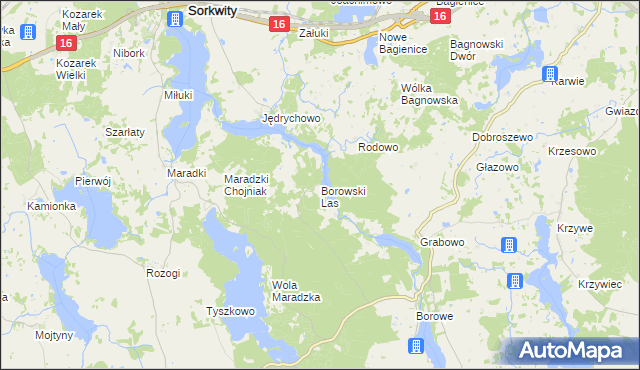 mapa Borowski Las, Borowski Las na mapie Targeo