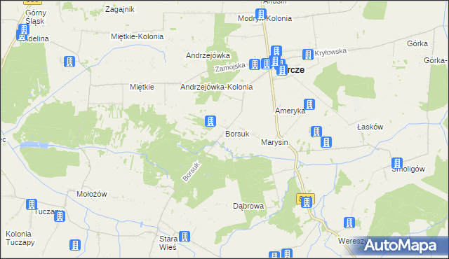 mapa Borsuk gmina Mircze, Borsuk gmina Mircze na mapie Targeo