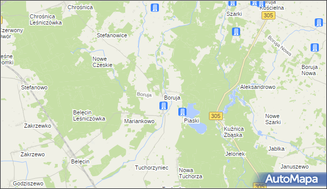 mapa Boruja, Boruja na mapie Targeo