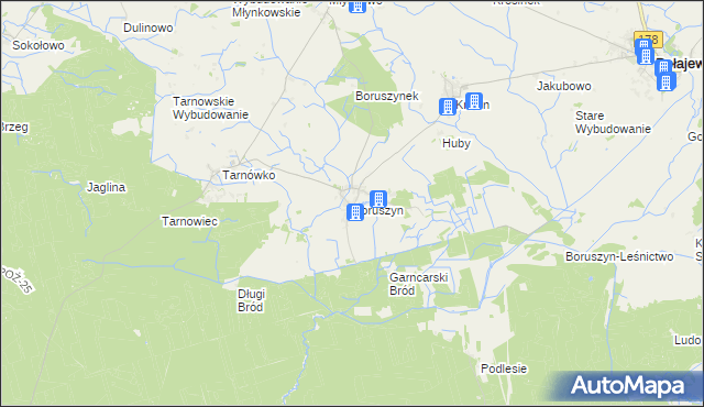 mapa Boruszyn gmina Połajewo, Boruszyn gmina Połajewo na mapie Targeo