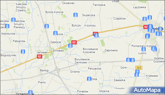 mapa Borysławice Kościelne, Borysławice Kościelne na mapie Targeo