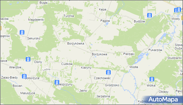 mapa Borzykowa gmina Żytno, Borzykowa gmina Żytno na mapie Targeo