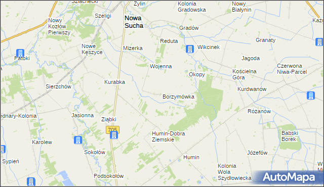 mapa Borzymówka, Borzymówka na mapie Targeo