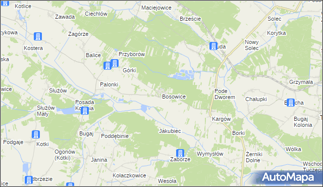 mapa Bosowice, Bosowice na mapie Targeo