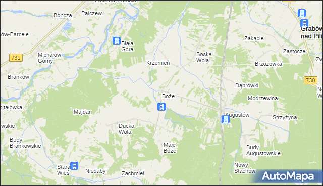 mapa Boże gmina Stromiec, Boże gmina Stromiec na mapie Targeo