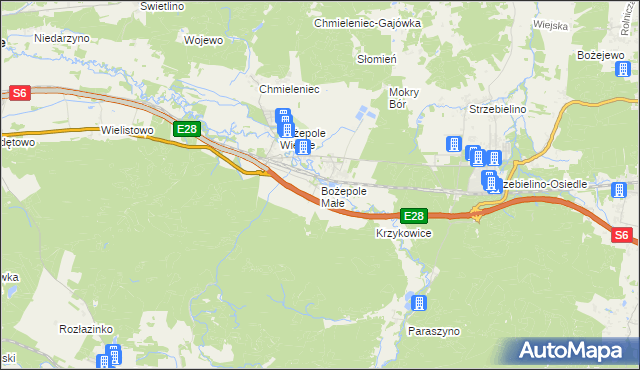 mapa Bożepole Małe, Bożepole Małe na mapie Targeo