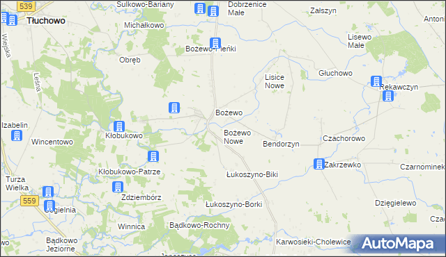 mapa Bożewo Nowe, Bożewo Nowe na mapie Targeo