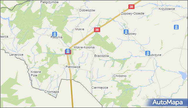 mapa Braciszów, Braciszów na mapie Targeo