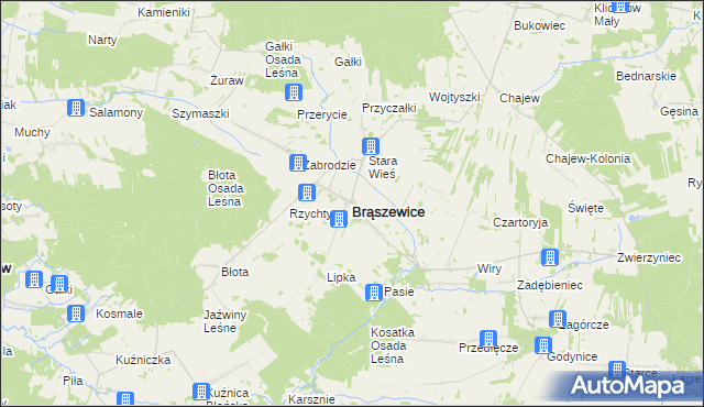 mapa Brąszewice, Brąszewice na mapie Targeo