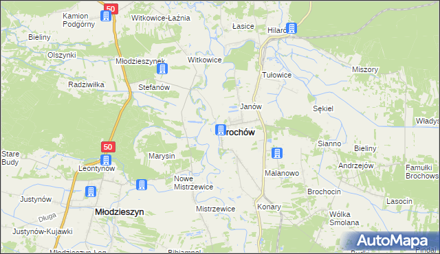 mapa Brochów powiat sochaczewski, Brochów powiat sochaczewski na mapie Targeo