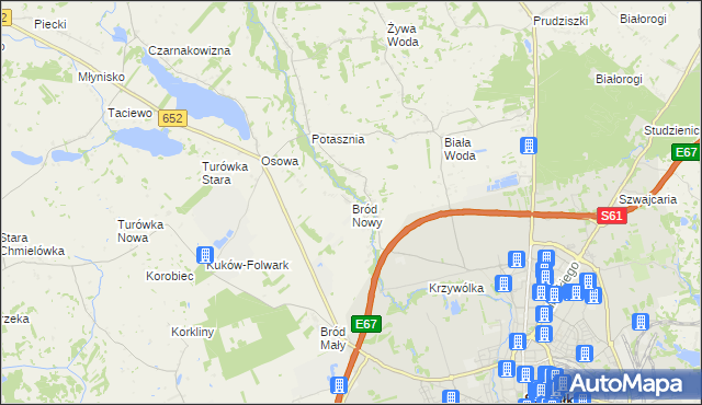 mapa Bród Nowy, Bród Nowy na mapie Targeo