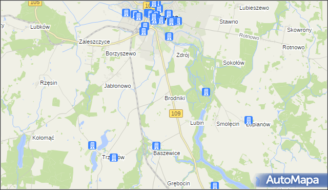 mapa Brodniki gmina Gryfice, Brodniki gmina Gryfice na mapie Targeo