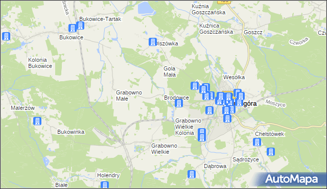 mapa Brodowce, Brodowce na mapie Targeo