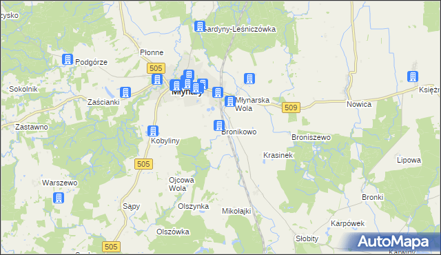 mapa Bronikowo gmina Młynary, Bronikowo gmina Młynary na mapie Targeo