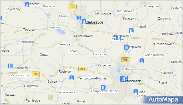 mapa Bronocice, Bronocice na mapie Targeo