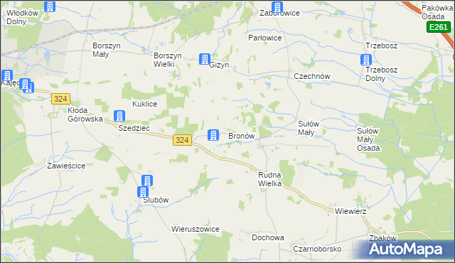 mapa Bronów gmina Góra, Bronów gmina Góra na mapie Targeo