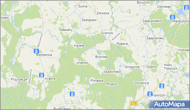 mapa Bronowo gmina Połczyn-Zdrój, Bronowo gmina Połczyn-Zdrój na mapie Targeo