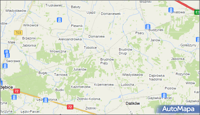 mapa Brudnów Piąty, Brudnów Piąty na mapie Targeo