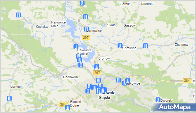 mapa Brunów gmina Lwówek Śląski, Brunów gmina Lwówek Śląski na mapie Targeo